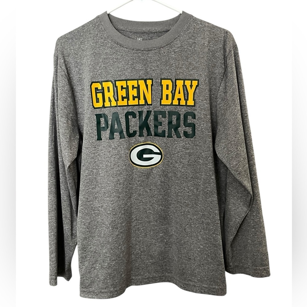 NFL Green Bay Packers Team Apparel Grey Long Sleeve Shirt Youth Size XXL 18 Gray